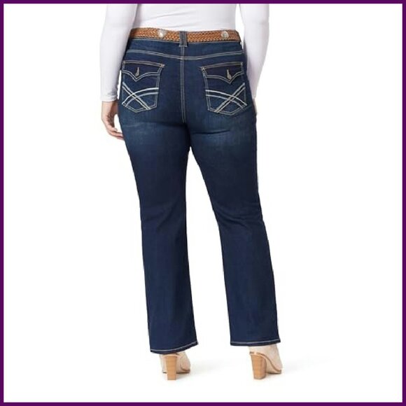 Bootcut Mid-Rise Stretch Jeans with Belt - Sizes 0-24 - Picture 5 of 8
